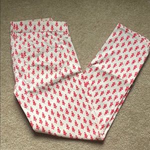 NWOT J Crew Cropped Matchstick in Red/White